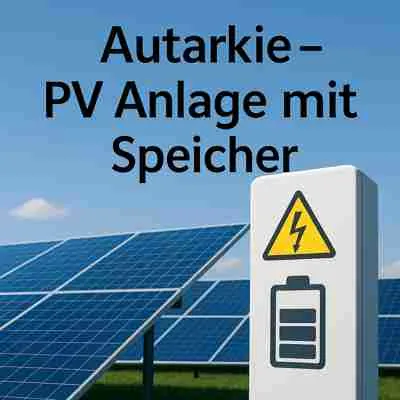 Das Bild zeigt eine Solaranlage mit Stromspeicher und die deutlich sichtbare Aufschrift: „Autarkie – PV Anlage mit Speicher“. Es steht sinnbildlich für das Konzept der autarkie pv mit speicher, bei dem Hausbesitzer mit einer eigenen Anlage Strom erzeugen und diesen über einen Speicher nutzen. Die Kombination aus Photovoltaik und Speicher sorgt für eine stabile pv autarkie mit speicher. Wer seine Unabhängigkeit genau ermitteln möchte, nutzt am besten einen pv autarkie rechner mit speicher, denn damit lässt sich die pv speicher autarkie exakt bewerten. Eine autarkie pv-anlage mit speicher bietet besonders in Kombination mit einem intelligenten Energiemanagementsystem viele Vorteile. Die pv anlage mit speicher autarkie kann je nach Verbrauchsprofil und Auslegung des Systems unterschiedlich hoch ausfallen. Ziel vieler Nutzer ist eine möglichst vollständige autarkie pv anlage mit speicher, um den Eigenverbrauch zu maximieren. Im Gegensatz dazu zeigt ein pv autarkie ohne speicher Szenario, dass der Autarkiegrad deutlich geringer ausfällt. Mit einem Speicher lässt sich also auch die autarkie photovoltaik mit speicher optimieren. Besonders effizient ist die autarkie pv-anlage mit speicher und wärmepumpe, da sie auch die Heizenergie abdeckt. Ein solar autarkie rechner oder ein digitaler stromautarkie photovoltaik Rechner unterstützt bei der Analyse. Wer eine fundierte Entscheidung treffen will, kann die eigene pv autarkie berechnen. Auch Szenarien wie autarkie pv anlage ohne speicher oder autarkie pv-anlage ohne speicher lassen sich mit Tools wie dem pv-anlage autarkie berechnen leicht vergleichen. Für genauere Simulationen steht oft ein photovoltaik autarkie rechner zur Verfügung, ebenso wie ein allgemeiner pv autarkie rechner zur Bewertung der gesamten Energieeffizienz. Um eine konkrete Prognose zu erhalten, hilft der Schritt autarkie pv anlage berechnen oder die Nutzung eines pv rechner autarkie. Wer zusätzliche Systeme wie Wärmepumpen nutzt, greift auf einen pv autarkie rechner mit wärmepumpe zurück. Auch Szenarien mit reinem Eigenverbrauch, etwa bei einer photovoltaik ohne speicher autarkiegrad Berechnung, lassen sich mit einem autarkiegrad photovoltaik Modell abbilden. Das Ziel bleibt stets: maximale autarkie photovoltaik und langfristige photovoltaik autarkie erreichen. Ob als autarkie pv anlage, autarkie-pv anlage oder einfach zur Optimierung der pv anlage autarkie – moderne Systeme bieten flexible Lösungen. Dabei spielt auch der autarkie pv speicher eine entscheidende Rolle für die Selbstversorgung mit sauberem Strom.