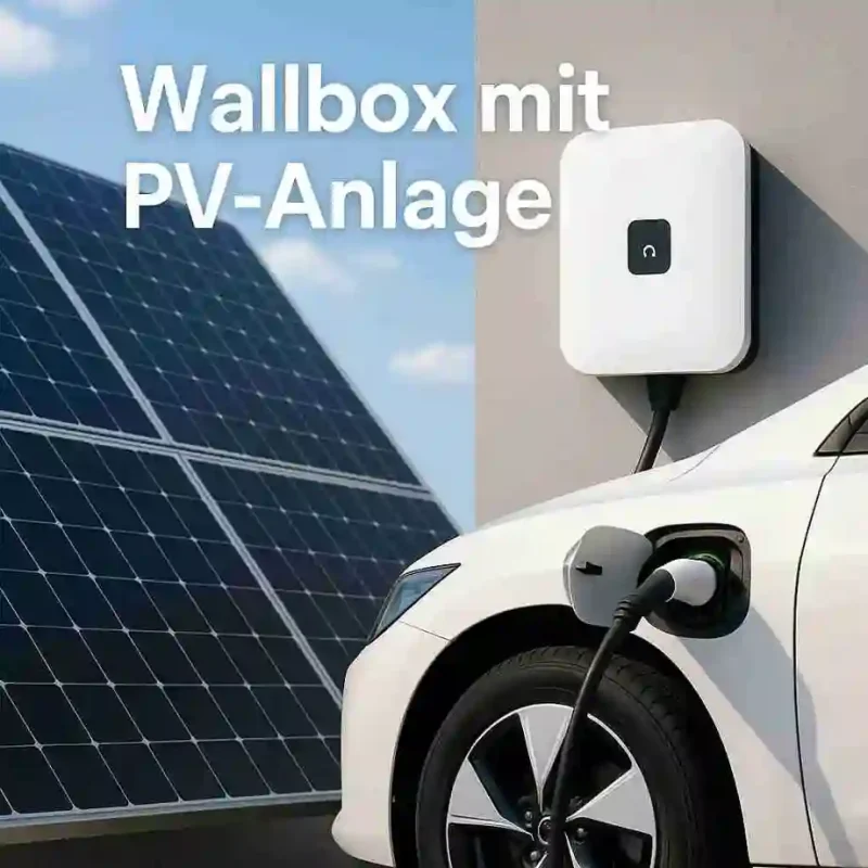Das Bild zeigt ein Elektroauto beim Laden an einer wallbox mit pv anlage, die an der Hauswand montiert ist – im Hintergrund sind große Solarmodule zu sehen. Die Kombination wallbox mit pv anlage koppeln ermöglicht nachhaltiges Laden mit eigenem Sonnenstrom. Immer mehr Haushalte setzen auf die wallbox intelligente steuerung pv anlage, um Ladeleistung und Eigenverbrauch intelligent zu regeln. Wer eine solche Anlage plant, benötigt oft einen schaltplan pv anlage mit speicher und wallbox, besonders bei komplexen Setups. Mit moderner Technik lässt sich problemlos eine pv anlage mit wallbox koppeln, wobei Systeme mit wallbox mit lademanagement für pv-anlage besonders effizient sind. Eine intelligente wallbox pv anlage passt sich automatisch an Stromüberschüsse an. Wichtig ist auch die korrekte Installation, also z. B. wallbox an pv anlage anschließen und wallbox mit pv anlage verbinden. Die Kombination pv anlage wallbox ist sowohl technisch als auch wirtschaftlich sinnvoll. Die Begriffe wallbox mit pv-anlage, wallbox pv anlage oder wallbox pv-anlage werden häufig synonym verwendet. Eine pv anlage für wallbox liefert dabei den Solarstrom, mit dem das Fahrzeug geladen wird. Speziell gefragt ist auch die easee wallbox mit pv anlage koppeln, die sich gut in moderne Systeme integrieren lässt. Komplettsysteme wie pv anlage mit speicher und wallbox oder pv anlage mit wallbox und speicher bieten maximale Unabhängigkeit. In manchen Regionen ist sogar eine wallbox förderung pv anlage nähe hamburg möglich. Viele Kunden entscheiden sich heute bewusst für eine pv anlage mit wallbox, weil sie nachhaltiges Fahren unterstützen wollen. Im Alltag spricht man oft auch von wallbox und pv anlage oder pv anlage und wallbox als gemeinsames System. Begriffe wie wallbox pv oder wallbox in verbindung mit pv anlage bezeichnen genau dieses Setup. Ein häufiges Szenario ist auch, die wallbox direkt an pv anlage zu koppeln, um den Eigenverbrauch zu maximieren. Es gibt viele Möglichkeiten, eine wallbox mit pv anlage kombinieren zu können – technisch und förderfähig. Voraussetzung dafür ist die fachgerechte installation einer wallbox mit pv-anlage. Für Interessenten lohnt sich oft ein pv anlage mit speicher und wallbox komplettangebot, um alle Komponenten optimal aufeinander abzustimmen. Wer sich fragt, welche wallbox in verbindung mit pv anlage am besten geeignet ist, sollte auf Kompatibilität, Ladeleistung und Steuerung achten.